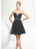 Strapless Beaded Short Lace Chiffon Prom Dress